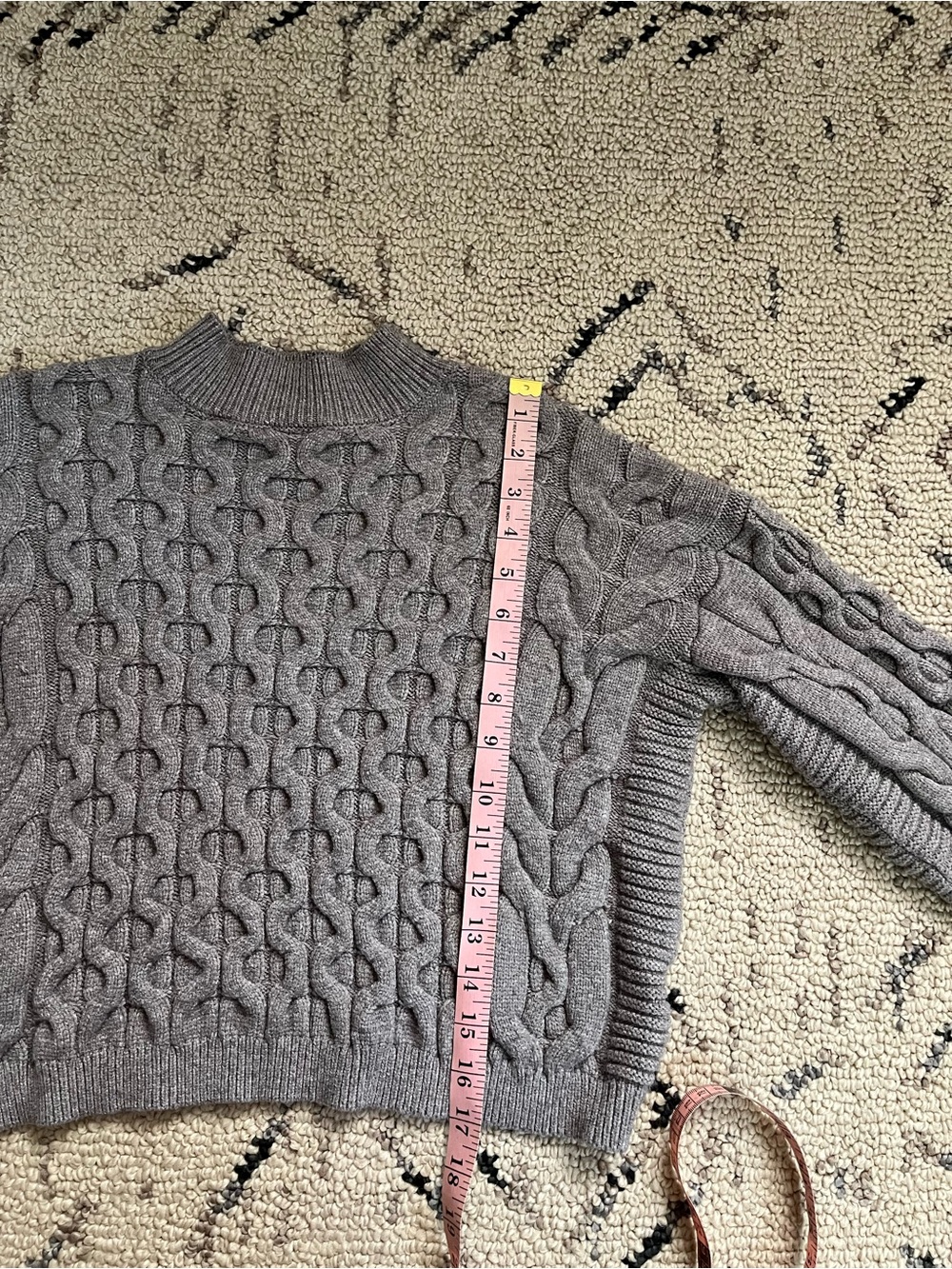 Anthropologie Cable Knit Crop Long Sleeve Sweater Sz S Cottagecore Preppy - Picture 6 of 7
